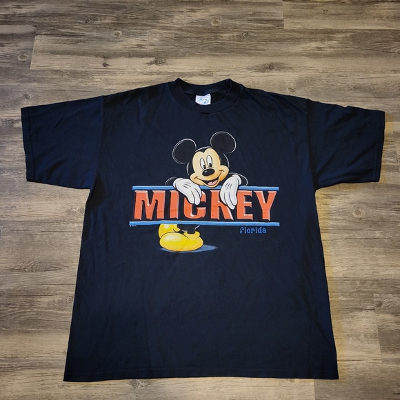 Vintage Mickey Mouse Shirt Size XL Florida Disney Spellout Short Sleeve Tee - Picture 1 of 5